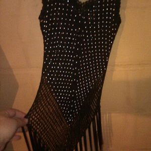 Beaded cami with fringe